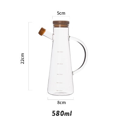 Heat-resistant Transparent Glass Oil Bottle with Handle Scale