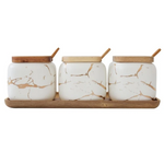 white nordic marbled ceramic seasoning jars 3pcs