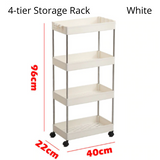 kitchen movable storage rack 4 tier - white