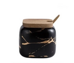 black nordic marbled ceramic seasoning jar 1pcs pot