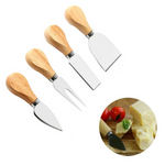 Gourmet Cheese Tool Set, Stainless Steel with Wood Handles, Cheese Knives, Cheese Forks, 2.25 Inch Handles, Set of 4