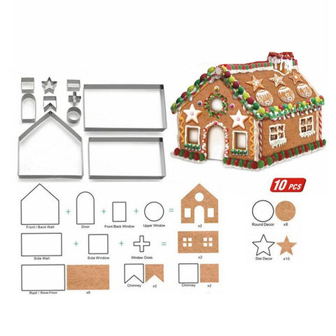 10pcs/set christmas house cookie cutter