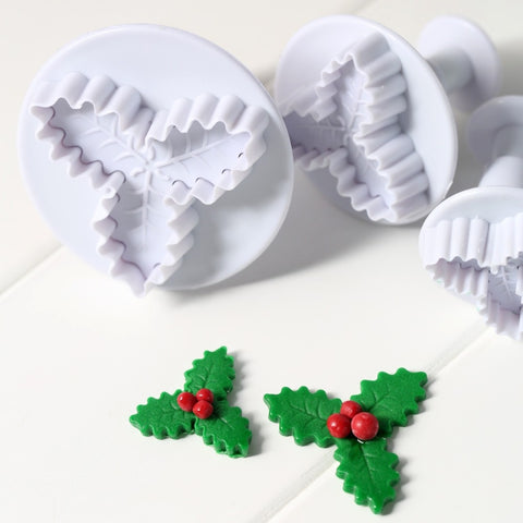 2pcs/set christmas holly leaves plunger
